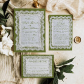 Invitation Code QR de napperon à dentelle vert olive pour mar