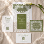 Code QR RSVP Mariage Argent Ancien Vert Olive Dent