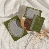 Cartes de placement de mariage en dentelle vert ol