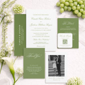 Carte D'accompagnement Code QR de réponse de mariage blanc et vert