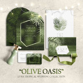 Invitation Oasis Olive Abstrait Feuille de Palmier en Feuille