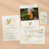Carte De Remerciements Photo de premier anniversaire Little Cutie Citrus
