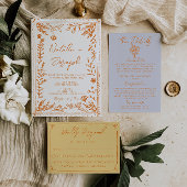 Whimsy Orange Drawn Floral Garden Save The Date