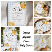 Invitation Baby shower Orange Gingham Citron