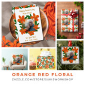 Assiettes En Carton Orange Rouge Floral Vert Botanique Motif