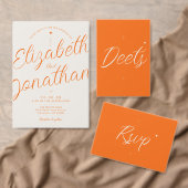 Invitation Mariage moderne rétro orange gras Script (Personnalisez la collection de ce créateur indépendant. )
