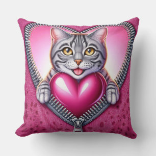 Collection oreillers chat chat avec coeur