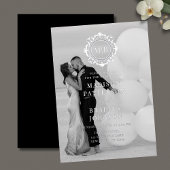 Programme Monogramme Floral Orné Mariage Élégant noir blanc
