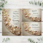 Ornate Gold Flourish Wedding Programma (Personaliseer de collectie van deze zelfstandige maker.)