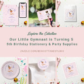 Serviette En Papier Notre Petite Gymnaste Fait 5 Anniversaires Roses