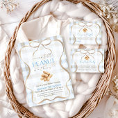 Invitation Our Little Peanut Boy Blue Gingham Baby Shower