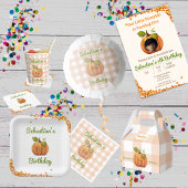 Bannière À Fanions Joyeux anniversaire Orange En vichy Party