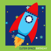 Welkom Outer Space Rocket Verjaardagsbanner Spandoek