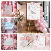 Gobelets En Papier Argent rose sur la lune Baby shower fille