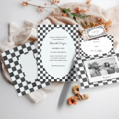 Carte De Placement Painted Black Checkerboard Pattern Wedding