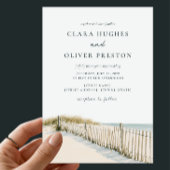 Invitation Mariage Pale Sable Teal Script Cape Cod Dune Herbe