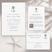 Sticker Rond Royal Palm Logo Elegant Tropical Monogram Wedding