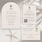 Palm Logo Tropical Monogram Wedding Save the Date