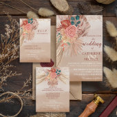Invitation Pampas Grass Terracotta Boho Réception de mariage