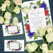 Patriotic Panda Anemone Baby shower Folie Uitnodiging