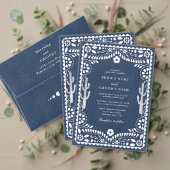 Papel Picado Boda Mexican Rustic Blue Wedding Menu (Personaliseer deze collectie van deze onafhankelijke maker. Test)