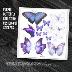 Collection Papillons violets Stickers Coupe person