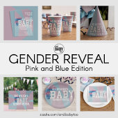 Roze en blauw Hij of zij openbaart uitnodiging