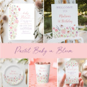 Gobelets En Papier Baby shower Fleur sauvage Pink Pastel