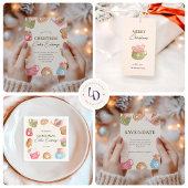 Pastel Red Cocoa Mok Vrolijk Kerstfeest Ronde Sticker