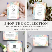 Pastel Waterverf Bloemenbruiloft Dank u kaart