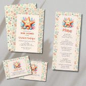 Carte De Correspondance Pastel Ocean Starfish Custom Name Nursery 
