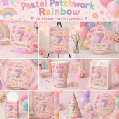 Banderoles Fille d'anniversaire 7 ans Pastel Patchwork Arc-en