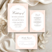 Invitation Trois Volets Mariage Classique avec Code QR Photo Rayé Pastel