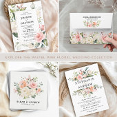 Pastel Blush Roos Floral Botanical Weddenschap Programma