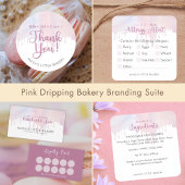 Carte De Visite Pastel Pink Dripping Bakery Loyalty Rewards