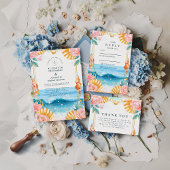 Invitation Pastel Seashell Coastal Waters Wedding