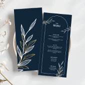 Moderne Navy en White Leaf Wedding Kaart