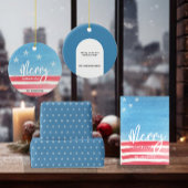 Blauw rood patriottische rustieke vlag etiket