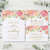 Perzik en roze pony bloemen Dank je wel Sparkling Wijnetiket (Personaliseer de collectie van deze zelfstandige maker.)