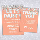 Invitation Peach Silver 5e fête d'anniversaire