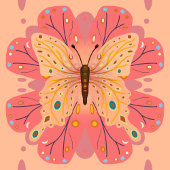 Invitation Papillon rose