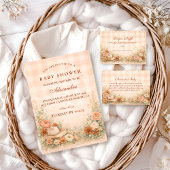 Invitation Peach Gingham Western Floral Baby Shower