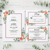 Carte de réponse de mariage à fleurs arquées Rose (Personnalisez la collection de ce créateur indépendant.)
