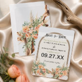 Carte de menu de mariage Peach Roses & Driftwood