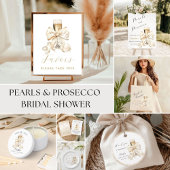 Étiquettes Pour Bouteilles Pearls and Prosecco Bridal Shower Thank you