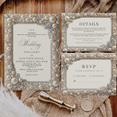 Invitation Mariage Élégant Perles