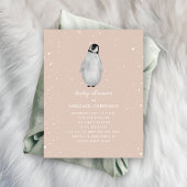 Baby Penguin Winter Pink Baby shower Book Request Informatiekaartje