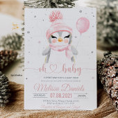 Winter Penguïn babyshower Ronde Sticker