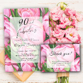 Serviette En Papier Peonies Floral Rose 90e fête d'anniversaire