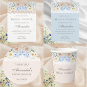 Assiettes En Carton Peony rose Blanc Bleu Hydrangea Fête des mariées